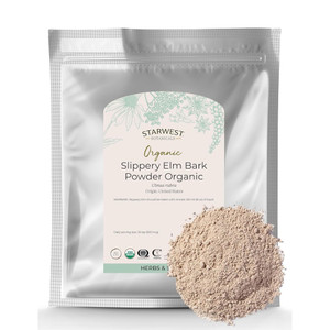 Starwest Botanicals Organic Slippery Elm Bark Powder - Traditional Herb for Tea & Recipes, Enjoy with Milk & Sweetener, Certified Kosher, Non-GMO - B