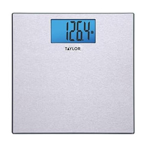 Taylor Digital Scales for Body Weight, 400 LB Capacity, Unique Blue LCD, Auto on and Off Scale, 11.8 x 11.8Inches, Stainless Steel