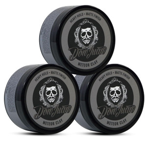Don Juan Meteor Clay Pomade | Water Based | Strong Hold | Matte Finish | Citrus Lavender Scent, 4 oz. Pack of 3