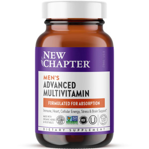 New Chapter Men's Multivitamin Advanced Formula for Stress, Brain, Immune, Heart & Energy Support, Higher Levels of Whole-Food Fermented Essential Nu