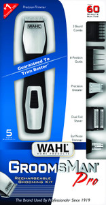 Wahl 9855-300 Groomsman Pro All-in-one Rechargeable Grooming Kit, Black/Silver