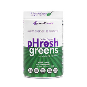 pHresh - Greens Raw Alkalizing Superfood Greens Powder - 2 Month Supply - Vegan, Kosher, Gluten Free - Natural Enzymes, Nutrients - Approved for Inte