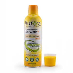 Aurora Nutrascience Mega-Liposomal Curcumin+ Vitamin C with CurcuVail, Supports Healthy Joints, Muscles, GI Tract, and Brain, Organic, Non-GMO, 450mg