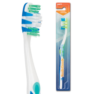 SmileGoods A333 Toothbrush, 33 Tuft, Soft Bristle, Individually Packaged Toothbrushes, Assorted Colors, Bulk Pack of 72