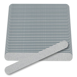 Flowery Nail File 100/180 Grit  Dual-Sided Emery Boards Nail Files for Shaping & Smoothing Acrylic, Gel & Natural Nails, Cushion Core, Silver, 100 P