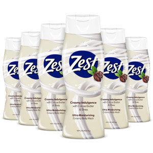 Zest Body Wash Cocoa Butter & Shea Moisturizing 18 Ounce (Pack of 6)