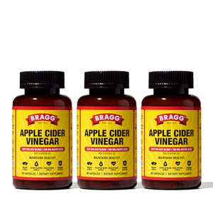 Bragg Organic Apple Cider Vinegar Capsules with Vitamin D and Zinc - (3 Pack) 90 Count - Supports Immune System
