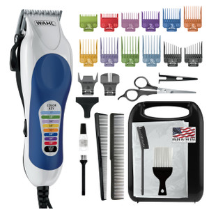 Wahl Clipper USA Color Pro Complete Haircutting Kit with Easy Color Coded Guide Combs - Corded Clipper for Hair Clipping & Grooming Men, Women, & Chi