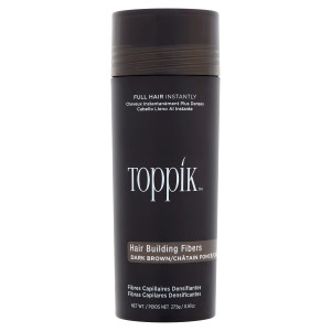 Toppik Hair Building Fibers, Dark Brown, 27.5g Fill In Fine or Thinning Hair, Instantly Thicker, Fuller Looking, 9 Shades for Men & Women, Keratin Pr