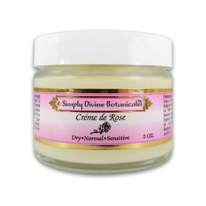 Simply Divine Botanicals Creme de Rose Heavenly Facial Moisturizer - Natural and Organic Face Cream for Dry, Normal, Sensitive, Mature Skin, 2 oz