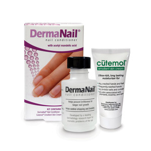 DermaNail Nail Strengthener & Cuticle Cream Set - Fingernail Care Kit with Liquid Nail Strengthener & Cutemol Cream (11.5g Sample) Healthy Growth - R