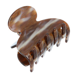 France Luxe Small Hair Clip for Women, Couture Claw Clip, Strong Grip, Lightweight Comfort, Damage-Free French Design, Ideal for Half-Up Style, Caram