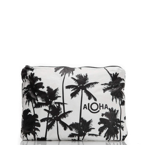 ALOHA Collection Mid Coco Palms Pouch in Black | Lightweight, Packable, and Splash-Proof Makeup Pouch | Easy to Clean