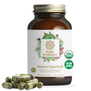 PURE SYNERGY Superfood Capsules | Organic Superfood & Greens Supplement | Whole Foods Like Super Greens, Spirulina, & Mushrooms | for Energy, Healthy
