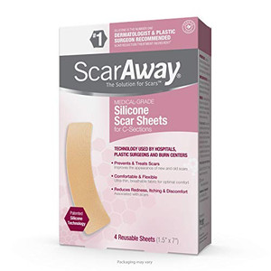 GoodSense ScarAway Advanced Skincare Silicone Scar Sheets for C-Sections, Reusable Sheets (1.5 x 7) for Hypertrophic and Keloid Scars from Injury,