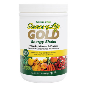 NaturesPlus Source of Life GOLD Energy Shake - 0.97 lb - Tropical Berry Flavor - Vitamin, Mineral & Protein Formula with 120+ Concentrated Whole Food