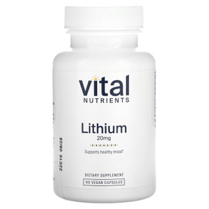 Vital Nutrients Lithium Orotate - Vegan Lithium Supplements for Memory, State of Mind, and Behavioral Health* - 20mg - Gluten, Dairy, Soy Free - 90 C