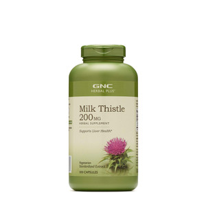 GNC Herbal Plus Milk Thistle 200mg Supplement, Vegetarian, Supports Healthy Liver Function, 300 Servings