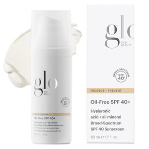 Glo Skin Beauty Oil Free SPF 40+ Hyaluronic Acid Infused All Mineral Sunscreen - Protect Against Sun Damage & Aging Environmental Skin Stressors - We