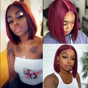 Spotlight 4x4 Bob Lace Front Wigs Straight Human Hair Wigs for Black Women 180% Density Brazilian Virgin Lace Closure Wig Pre Plucked With Baby Hair