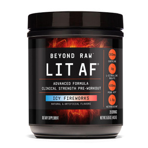 BEYOND RAW LIT Advanced Pre Workout Formula, ICY Fireworks, for Energy, Focus, Endurance, Pumps, with 300mg Rapid and Targeted Release Caffeine, Crea
