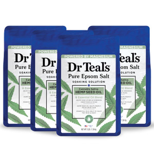 Dr Teal's Pure Epsom Salt, Cannabis Sativa Hemp Seed Oil, 3 lb (Pack of 4)