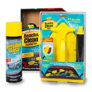 Invisible Glass 99031 Reach & Clean Glass Windshield Cleaner Tool Combo Kit With Premium Aerosol Glass Cleaner, Extendable Handle, (2) Reusable Quick