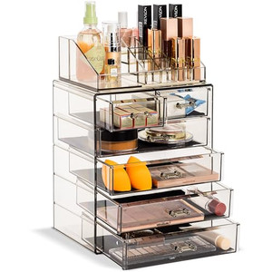 Sorbus Acrylic Makeup Organizer Set, 6-Drawer Vanity & Countertop Cosmetic Storage with Small & Wide Compartments, Marble Print Makeup Storage for Br