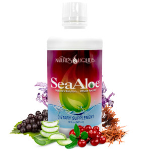 Natures Liquids - SeaAloe Liquid Whole Food, (32 Oz) Liquid Multivitamin and Mineral Supplement, With Aloe Vera, Sea Vegetables, Pau D Arco, For Di