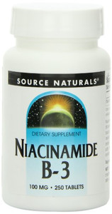 Source Naturals Niacinamide Vitamin B-3 100mg, 250 Tablets (Pack of 3)