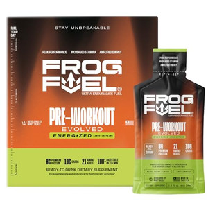 Frog Fuel Ultra Energy Gel & Energized Pre Workout Shot with 120mg Caffeine, 1500mg Beta Alanine, Electrolytes 8g Protein Nano-Hydrolyzed Grass Fed C