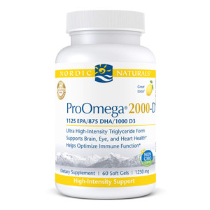 Nordic Naturals ProOmega 2000-D - Fish Oil, 1125 mg EPA, 875 mg DHA, 1000 IU Vitamin D3, Cardiovascular, Neurological, Eye, and Immune Health, Lemon