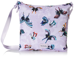 Vera Bradley Women's Recycled Lighten Up Reactive Hipster Crossbody Purse, Lavender Butterflies, One Size