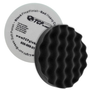 TCP Global 8" Black Waffle Foam Buffing Pad Hook and Loop Backing - Extra Fine Pad for Polishing, Automotive, Marine, Truck, RV & Compound Cutting, C