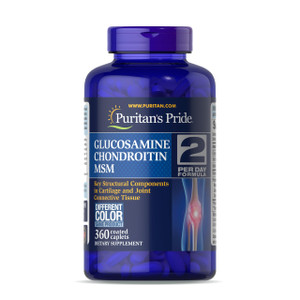 Puritan's Pride Glucosamine Chondroitin MSM, Dietary Supplement for Joint Health, 6 Month Supply, 360 Coated Tablets