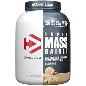 Dymatize Super Mass Gainer Protein Powder, Gourmet Vanilla, 52g Protein, 1g Creatine, 1280 Calories, 10.7g BCAAs, 245g Carbs, Contains Whey Protein P