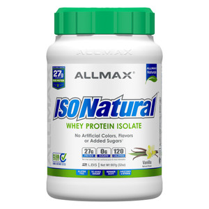 ALLMAX ISONATURAL Whey Protein Isolate, Vanilla - 2 lb - 27 Grams of Protein Per Scoop - Zero Fat & Sugar - 99% Lactose Free - with Prebiotics - No A