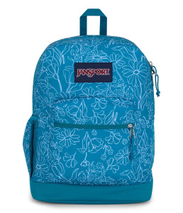 JanSport Cross Town Plus Backpack - Large Main Compartment, Side Water Bottle Pocket, 15-Inch Padded Laptop Sleeve - Delightful Daisies Green