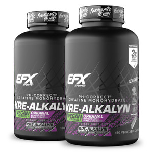 EFX Sports Kre-Alkalyn EFX | pH Correct Creatine Monohydrate Pill Supplement | Vegan Friendly | Strength & Muscle Growth | 90 Servings, 180 Veggie Ca