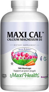 Maxi Health Calcium 1000 mg Supplement with Vitamin D3 (1000 IU) and Magnesium (500 mg) - Bone, Teeth and Joint Support for Men and Women - 360 Capsu