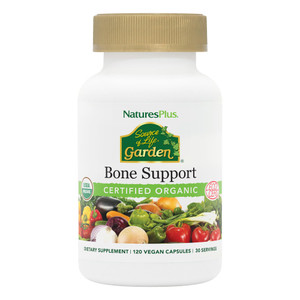 NaturesPlus Source of Life Garden Bone Support - 120 Capsules - Calcium and Magnesium Supplement with Vitamin D3 & K2 - USDA Certified Organic, Non-G