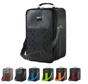 Small Wig Travel Box with Top Handle, Shoulder Strap & Double Zipper, Carrying Case with Removable Head-Holding Base - Black & Green - by Adolfo Desi