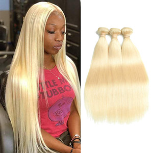 Blonde Human Hair Bundles, Sew in Hair Extensions Real Human Hair, 613 Blonde Weft Hair Weave Bundles, Weft Hair Extensions Human Hair for (18 20 22)