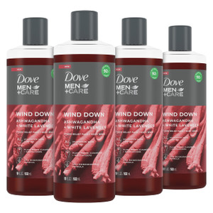 Dove Men+Care Face + Body Wash For Men Wind Down Ashwagandha + White Lavender 18 oz 4 Count