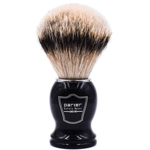 Parker Silvertip Badger Shaving Brush with Resin Handle & Resin Stand | 22mm Soft Knot for Rich Lather | Handcrafted Brush for Shave Cream or Soap |