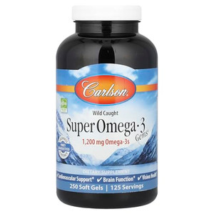 Carlson - Super Omega-3 Gems, 1200 mg Omega-3s, Wild Caught, Sustainably Sourced, 250 soft gels