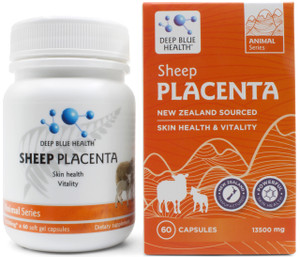 New Zealand Sheep Placenta w/ Grape Seed Extract and Vitamin E - 13500mg x 60 Soft Gel Capsules - Supports Skin Health and Vitality