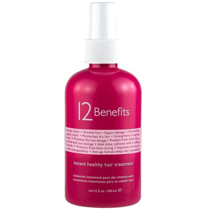 12 Benefits Instant Healthy Hair Treatment - Leave In Conditioner Spray with Quaternium 39 and Silk Fibre Protein - Smooths Frizz, Strengthens & Repa