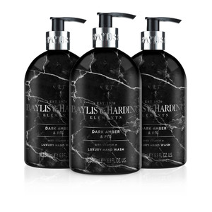 Baylis & Harding Liquid Hand Soap Wash with Dispenser, Elements, Dark Amber & Fig, 16.9oz/500ml (3-Pack)