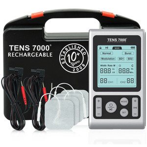 TENS 7000 Rechargeable TENS Unit Muscle Stimulator and Pain Relief Device - Advanced TENS Machine for Effective Back Pain Relief, Nerve Pain Relief,